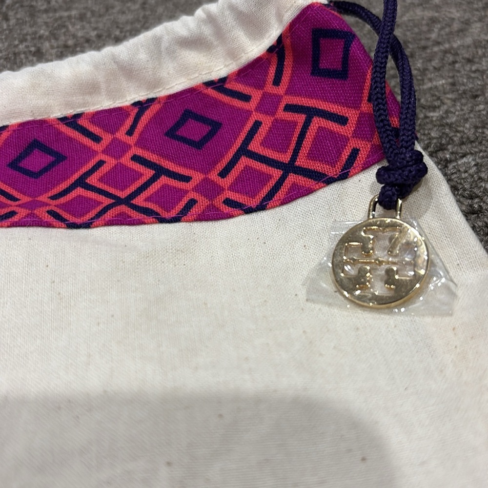 Tory Burch dust bag purse or shoes protection drawstring top designer logo charm